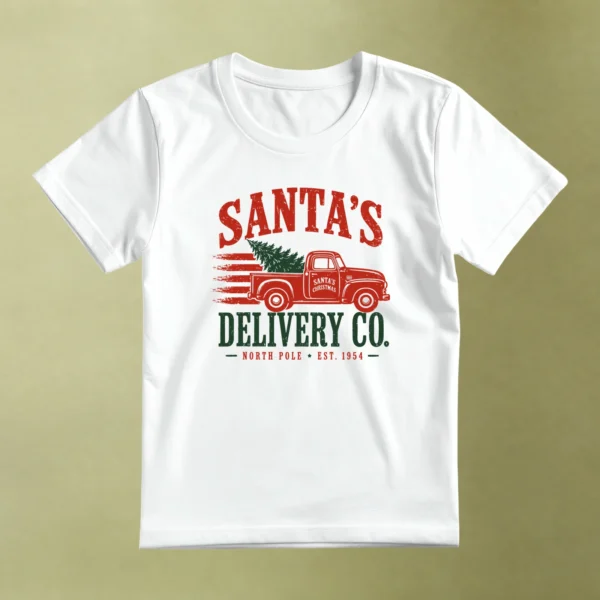 Santa's Delivery Co., camiseta blanca, principal
