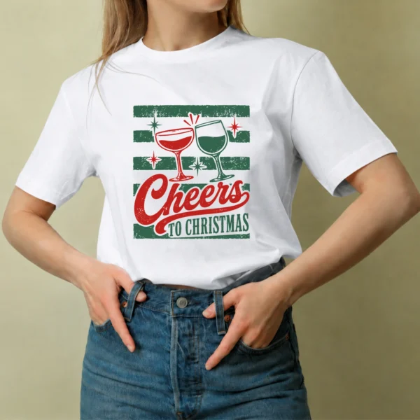 Cheers to Christmas - mujer Cheers to Christmas, camiseta blanca, mujer