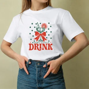 Merry Little Drink - mujer Merry Little Drink, camiseta blanca, mujer