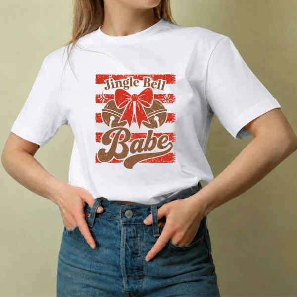 Jingle Bell Babe - mujer Jingle Bell Babe, camiseta blanca, mujer