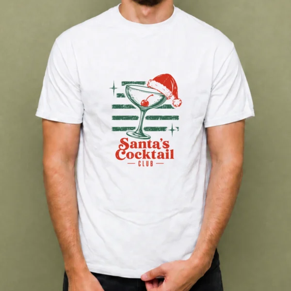 Santa's Cocktail Club - hombre Santa's Cocktail Club, camiseta blanca, hombre