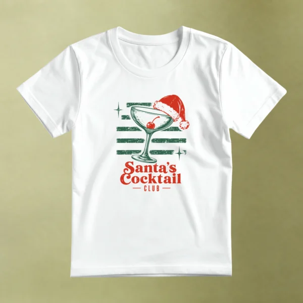 Santa's Cocktail Club, camiseta blanca, principal