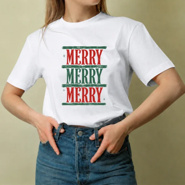 Merry Merry Merry - mujer Merry Merry Merry, camiseta blanca, mujer