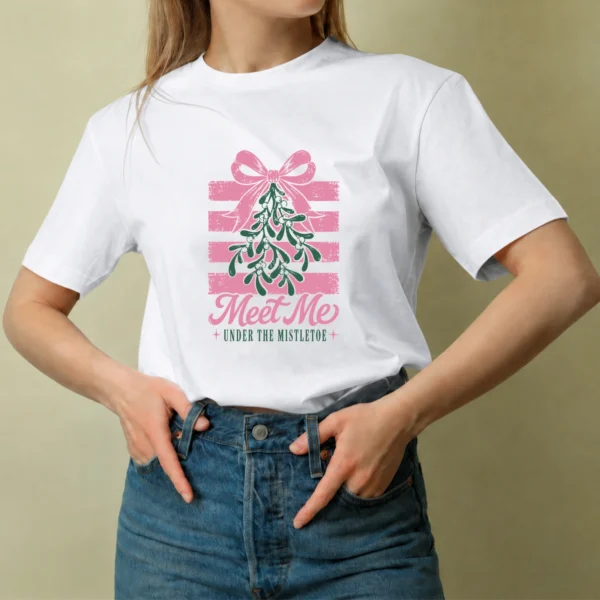 Meet Me Under the Mistletoe, camiseta blanca, mujer