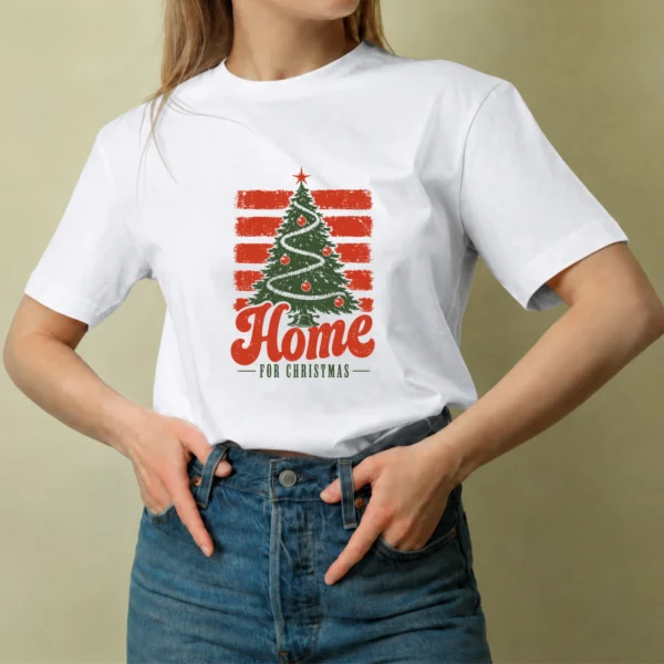 Home for Christmas, camiseta blanca, mujer