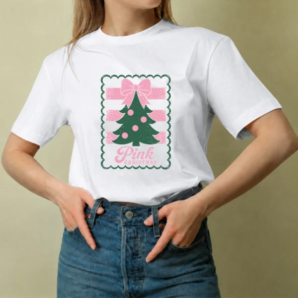 Pink Christmas - mujer Pink Christmas, camiseta blanca, mujer