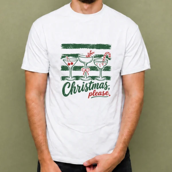 Christmas Please - hombre Christmas Please, camiseta blanca, hombre