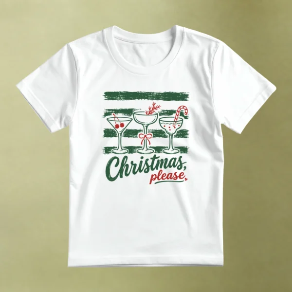 Christmas Please, camiseta blanca, principal