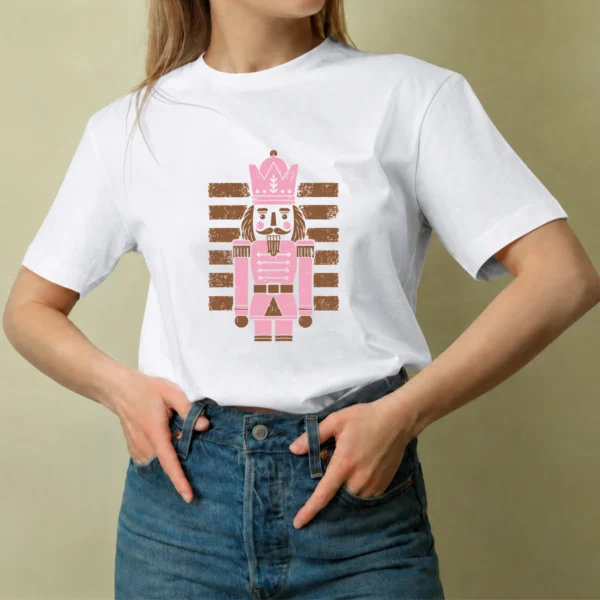 Cascanueces Rosado, camiseta blanca, mujer