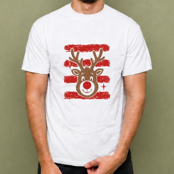 Reno Retro entre Rayas, camiseta blanca, hombre