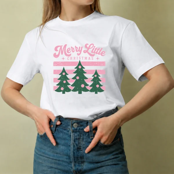 Merry Little Christmas, camiseta blanca, mujer