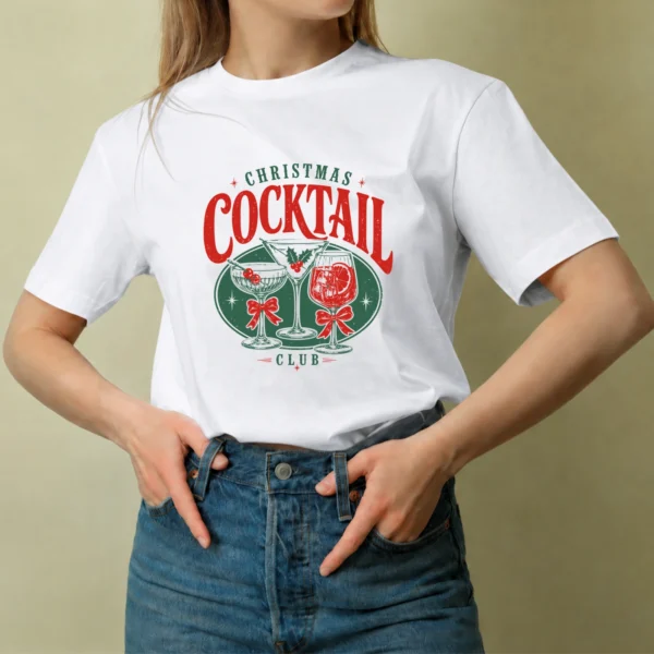 Christmas Cocktail Duo, camiseta blanca, mujer