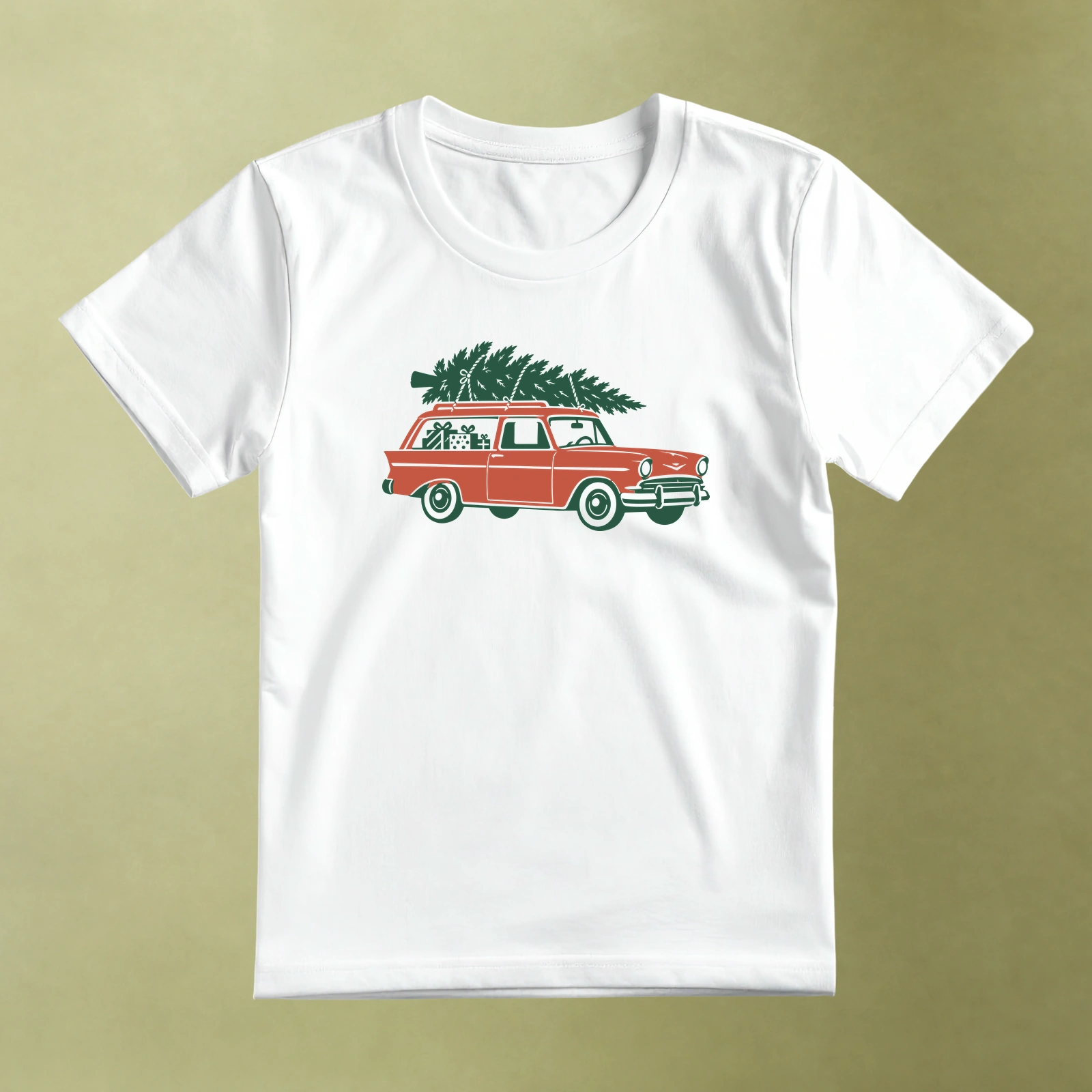 Playera Auto Navideño Retro