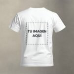 Playera personalizada blanca con imagen centrada — parte trasera