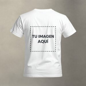 Playera personalizada blanca con imagen centrada — parte trasera