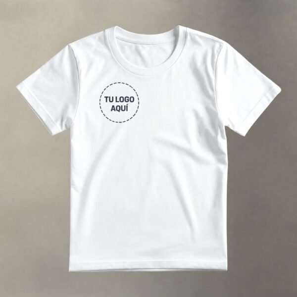 Playera personalizada blanca con logotipo en pecho derecho — parte frontal