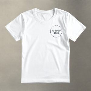 Playera personalizada blanca con logotipo en pecho izquierdo — parte frontal