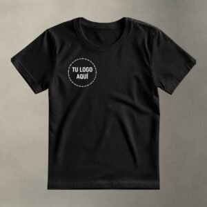 Playera personalizada negra con logotipo en pecho derecho — parte frontal