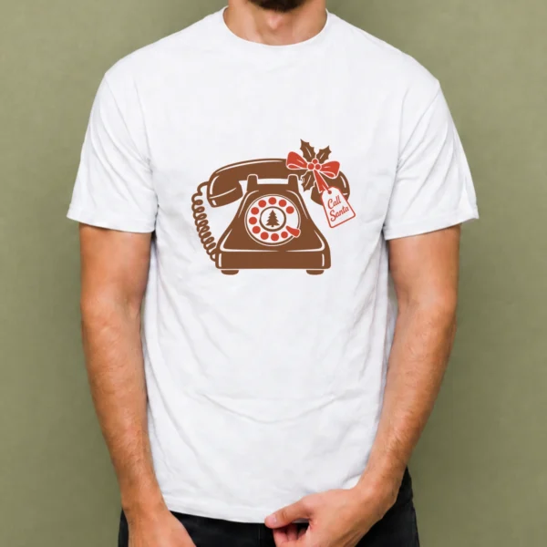 Teléfono de Santa, camiseta blanca, hombre