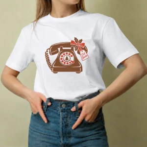 Teléfono de Santa, camiseta blanca, mujer