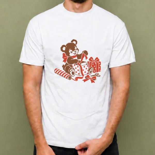 Osito Envolviendo Regalos - hombre Osito Envolviendo Regalos, camiseta blanca, hombre