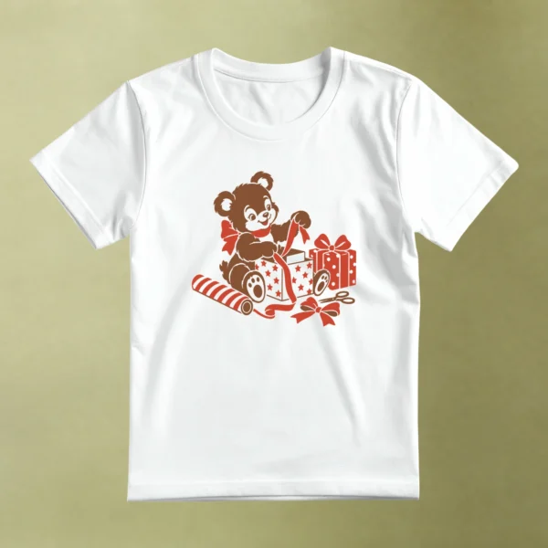 Osito Envolviendo Regalos, camiseta blanca, principal