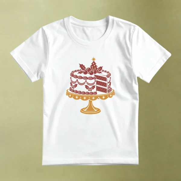 Pastel de Navidad, camiseta blanca, principal