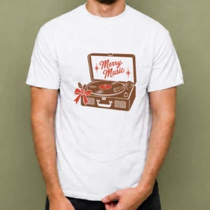Tocadiscos Merry Music, camiseta blanca, hombre