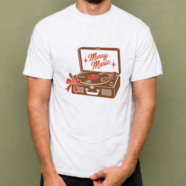 Tocadiscos Merry Music, camiseta blanca, hombre