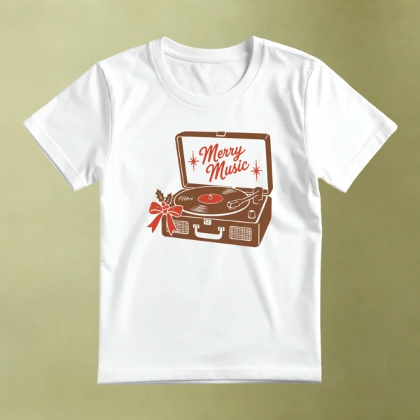 Tocadiscos Merry Music, camiseta blanca, principal