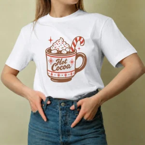 Chocolate Caliente Navideño - mujer Chocolate Caliente Navideño, camiseta blanca, mujer
