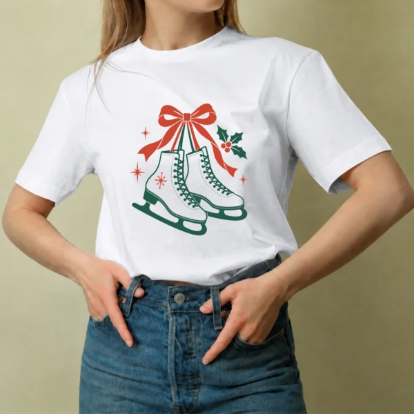 Patines con Lazo, camiseta blanca, mujer