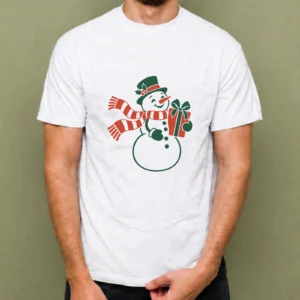 Muñeco de Nieve con Regalo - hombre Muñeco de Nieve con Regalo, camiseta blanca, hombre