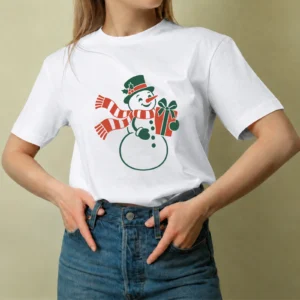 Muñeco de Nieve con Regalo - mujer Muñeco de Nieve con Regalo, camiseta blanca, mujer