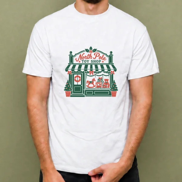 Juguetería del Polo Norte, camiseta blanca, hombre