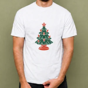 Árbol de Luces Retro, camiseta blanca, hombre