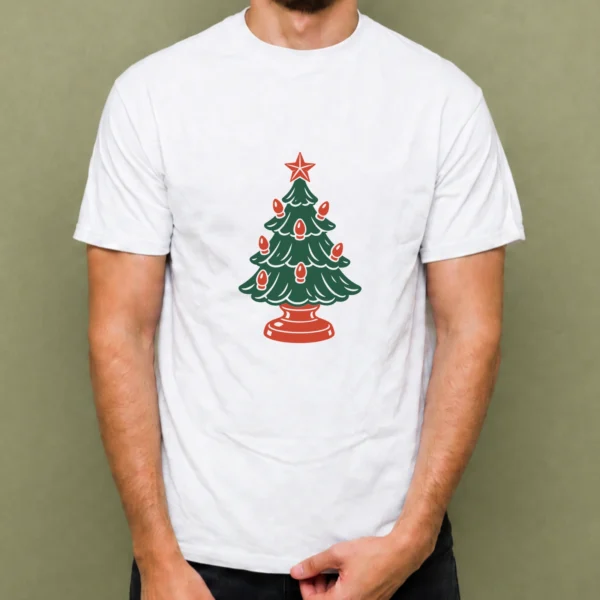 Árbol de Luces Retro, camiseta blanca, hombre