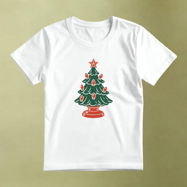 Árbol de Luces Retro, camiseta blanca, principal