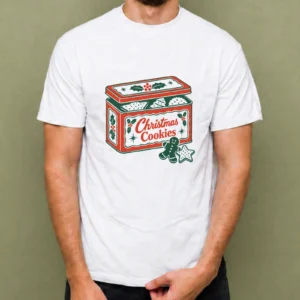 Lata de Galletas Navideñas - hombre Lata de Galletas Navideñas, camiseta blanca, hombre