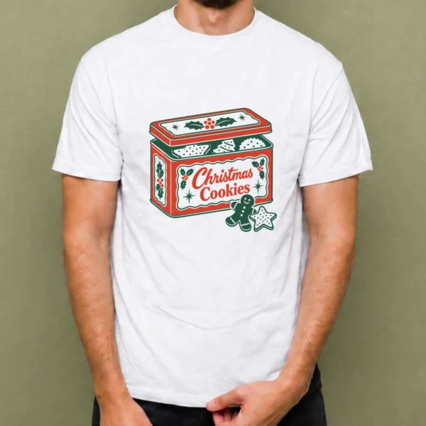 Lata de Galletas Navideñas - hombre Lata de Galletas Navideñas, camiseta blanca, hombre