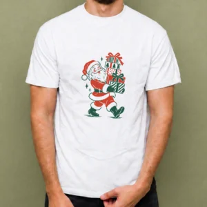 Santa Repartiendo Regalos - hombre Santa Repartiendo Regalos, camiseta blanca, hombre