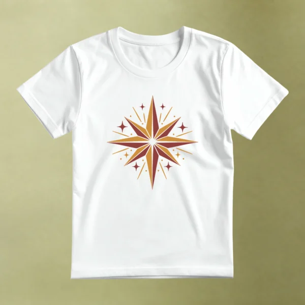Estrella Navideña Retro, camiseta blanca, principal