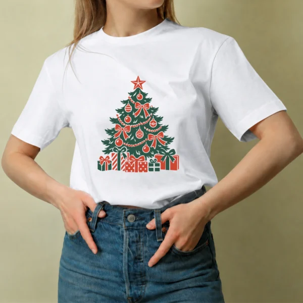 Árbol con Regalos - mujer Árbol con Regalos, camiseta blanca, mujer