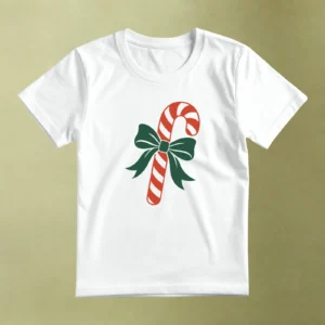 Bastón de Caramelo con Lazo, camiseta blanca, principal