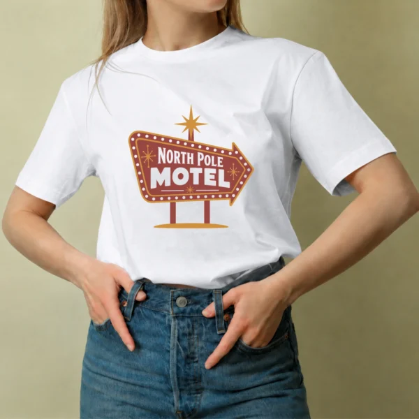 North Pole Motel, camiseta blanca, mujer