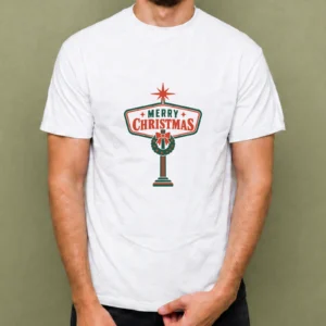 Letrero Merry Christmas - hombre Letrero Merry Christmas, camiseta blanca, hombre