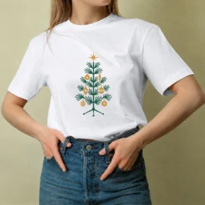 Árbol Dorado Retro, camiseta blanca, mujer