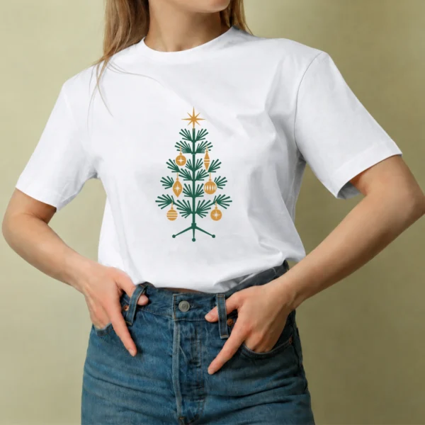 Árbol Dorado Retro, camiseta blanca, mujer