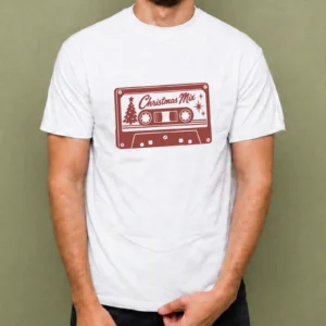 Casete Christmas Mix, camiseta blanca, hombre
