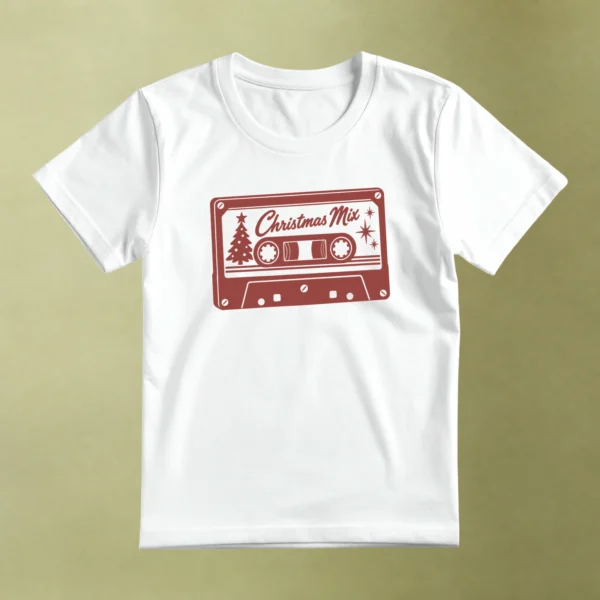 Casete Christmas Mix, camiseta blanca, principal